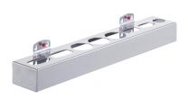 Aufnahmehalter für Dosen und Flaschen, für 8 Teile, BxTxH 500x80x50 mm, ähnlich RAL 9006 aluminium