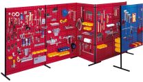 Trennwand bestehend aus 6 Lochplatten, Doppelfeld BxH 3000x1500 mm, lichtgrau