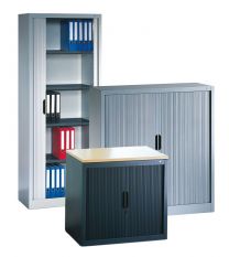 CP Rollladenschrank, BxTxH 800x420x1230 mm, 3 OH, 2 Böden, Korpus RAL 9006 weißaluminium, Rollladen ähnl. RAL 9006 weißaluminium