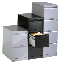 CP Hängeregistraturschrank, BxTxH 787x590x1357 mm, zweibahnig, 4 Schubladen, Griffleiste, RAL 7035 lichtgrau