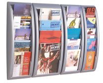 Wandprospekthalter, 5 Fäche, 1/3 DIN A4, BxTxH 187x95x690 mm, Polystyrol, alufarben