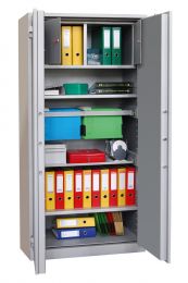 Feuergeschützter Stahlschrank, Sicherheitsstufe S1, BxTxH 650x500x1226 mm, Volumen 256 l, 3 Böden, RAL 7035 lichtgrau