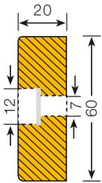 Warn- und Schutzprofil, Flächenschutz, Rechteck, 60x20 mm, gelb/schwarz, selbstklebend, 3 Bohrungen, Länge 1000 mm