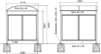 Raucherunterstand für bis 12 Personen, BxTxH 2500x2170x2635 mm, Grundmodell ohne Wand-Verkleidung, anthrazit