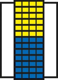 Flügeltürenschrank, BxTxH 680x280x2150 mm, RAL 5007 brillantblau, Fachlast 50 kg, mit Sichtlagerkästen: 24xGr. 4 gelb, 28xGr. 4 blau