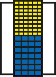 Flügeltürenschrank, BxTxH 680x280x1740 mm, RAL 6011 resedagrün, Fachlast 50 kg, mit Sichtlagerkästen: 45xGr. 5 gelb, 45xGr. 5 blau