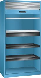 Lista Rollladenschrank, BxTxH 1000x580x1950 mm, 2 Verstellböden, 2 Auszugböden, 1 Schublade, RAL 5012, Rolllade grau, 58.404.010