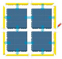 Eckverbindung für Arbeitsplatz-Fliese mit Verbindungsnoppen, Farbe schwarz, LxB 910x60 mm