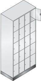 CP Fächerschrank, 4x5 Fächer, Fachbreite innen 190 mm, BxTxH 900x480x1950 mm, RAL 7035/5012