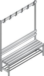 CP Garderobenbank, Kunststoffleisten, mit Schuhrost, TxH 403x1650 mm, Länge 1000 mm, RAL 7021