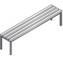 CP Sitzbank, Kunststoffleisten, ohne Schuhrost, TxH 353x420 mm, Länge 1500 mm, RAL 7021