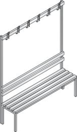 CP Garderobenbank, Kunststoffleisten, ohne Schuhrost, TxH 403x1650 mm, Länge 1500 mm, RAL 7021