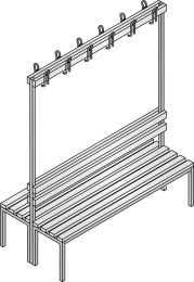 CP Doppelseitige Garderobenbank, Kunststoffleisten, ohne Schuhrost, TxH 756x1650 mm, Länge 1000 mm, RAL 7021