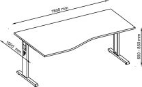 Hammerbacher PC-Schreibtisch, BxTxH 1800x800-1000x650-850 mm, höhenverstellbar, C-Fuß-Gestell, Platte lichtgrau, VOS18/5