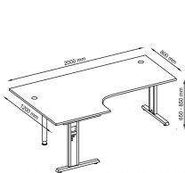 Hammerbacher PC-Schreibtisch, BxTxH 2000x800-1200x650-850 mm, höhenverstellbar, C-Fuß-Gestell, Platte ahorn, VOS82/3