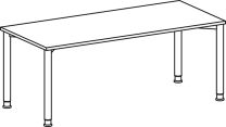 Schreibtisch, BxTxH 1800x800x680-800 mm, höhenverstellbar, Platte lichtgrau, Rundrohrgestell silber