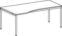 PC-Tisch, links, BxTxH 1800x800-1000x720 mm, 4-Fuß-Gestell lichtgrau, Platte lichtgrau