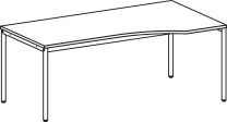 PC-Tisch, rechts, BxTxH 1800x800-1000x720 mm, 4-Fuß-Gestell lichtgrau, Platte lichtgrau