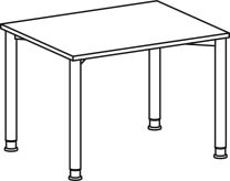 Schreibtisch, BxTxH 1000x800x680-800 mm, höhenverstellbar, Platte lichtgrau, Rundrohrgestell silber