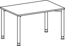 Schreibtisch, BxTxH 1200x800x680-800 mm, höhenverstellbar, Platte ahorn, Rundrohrgestell silber