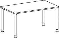 Schreibtisch, BxTxH 1400x800x680-800 mm, höhenverstellbar, Platte lichtgrau, Rundrohrgestell silber