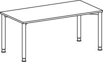 Schreibtisch, BxTxH 1600x800x680-800 mm, höhenverstellbar, Platte lichtgrau, Rundrohrgestell silber