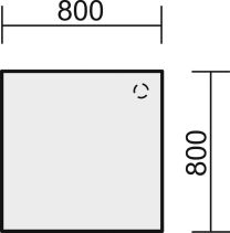 Verkettungsplatte, Viereck 90 Grad, BxTxH 800x800x680-800 mm, mit Stützfuß, höhenverstellbar, Platte buche, Rundrohrgestell silber