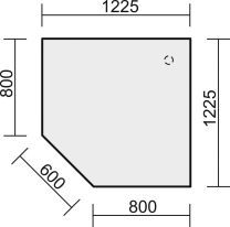 Verkettungsplatte, 5eckig 90 Grad, BxTxH 1225x1225x680-800 mm, höhenverstellbar, Platte ahorn, Stützfuß silber