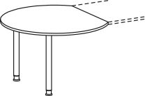 Anbautisch, rund, BxTxH 800-1200x1047x680-800 mm, höhenverstellbar, Platte lichtgrau, Stützfuß silber