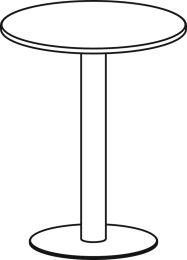 Steh-Tisch, Durchm.xH 900x1100 mm, Rund,Plattenfarbe weiß, Säule silber, Tellerfuß anthrazit
