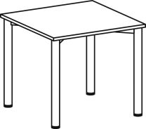 Konferenztisch, BxTxH 800x800x720 mm, 4-Fuß-Gestell, Platten-/Gestellfarbe lichtgrau/silber