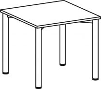 Konferenztisch, BxTxH 800x800x720 mm, 4-Fuß-Gestell, Platten-/Gestellfarbe lichtgrau/anthrazit