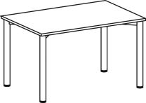 Konferenztisch, BxTxH 1200x800x720 mm, 4-Fuß-Gestell, Platten-/Gestellfarbe weiß/silber