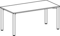 Konferenztisch, BxTxH 1600x800x720 mm, 4-Fuß-Gestell, Platten-/Gestellfarbe ahorn/silber