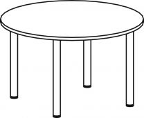 Konferenztisch, Durchm.xH 1200x720 mm, Rund, 4-Fuß-Gestell, Platten-/Gestellfarbe buche/silber