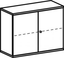 Büro-Flügeltürenschrank, BxTxH 1000x425x768 mm, 2 OH, 1 Boden, Schloss, ahorn