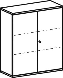 Büro-Flügeltürenschrank, BxTxH 1000x425x1152 mm, 3 OH, 2 Böden, Schloss, lichtgrau