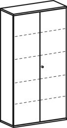 Büro-Flügeltürenschrank, BxTxH 1000x425x1920 mm, 5 OH, 4 Böden, Schloss, ahorn