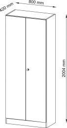 Hammerbacher Büro-Flügeltürenschrank, BxTxH 800x420x2004 mm, 5 OH, 4 Böden, Schloss, ahorn, V6100/3/3/SG