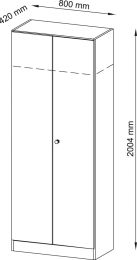 Hammerbacher Büro-Flügeltürenschrank, BxTxH 800x420x2004 mm, 1 Boden, 1 Kleiderstange, Schloss, ahorn, V6200/3/3/SG