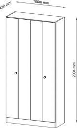 Hammerbacher Büro-Flügeltürenschrank mit Falttüren, BxTxH 1000x420x2004 mm, 5 OH, 4 Böden, lichtgrau, V6900/5/5/SG