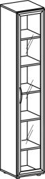 Büro-Flügeltürenschrank, BxTxH 400x420x2160 mm, 6 OH, 5 Böden, Glastüren, Justierfüße, lichtgrau