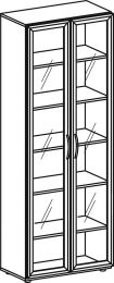 Büro-Flügeltürenschrank, BxTxH 800x420x2160 mm, 6 OH, 5 Böden, Glastüren, Justierfüße, lichtgrau