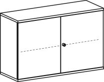 Büro-Flügeltürenschrank, BxTxH 1200x425x768 mm, 2 OH, 1 Boden, Schloss, lichtgrau