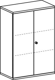 Büro-Flügeltürenschrank, BxTxH 800x425x1152 mm, 3 OH, 2 Böden, Schloss, lichtgrau