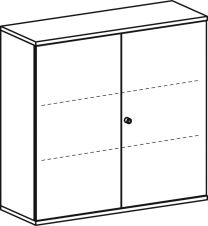 Büro-Flügeltürenschrank, BxTxH 1200x425x1152 mm, 3 OH, 2 Böden, Schloss, ahorn