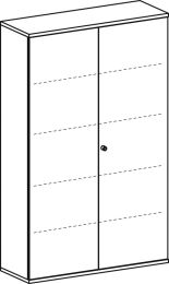 Büro-Flügeltürenschrank, BxTxH 1200x425x1920 mm, 5 OH, 4 Böden, Schloss, ahorn