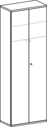 Büro-Flügeltürenschrank, BxTxH 800x425x2304 mm, 6 OH, 2 Böden, Garderobenhalter, Schloss, ahorn