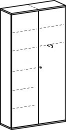 Büro-Flügeltürenschrank, BxTxH 1000x425x2304 mm, 6 OH, Mitteltrennwand, 5 Böden, Garderobenhalter, Schloss, ahorn