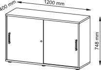 Hammerbacher Büro-Schiebetürenschrank, BxTxH 1200x400x748 mm, 2 OH, 1 Boden, Schloss, lichtgrau, V1752S/5/5/SG